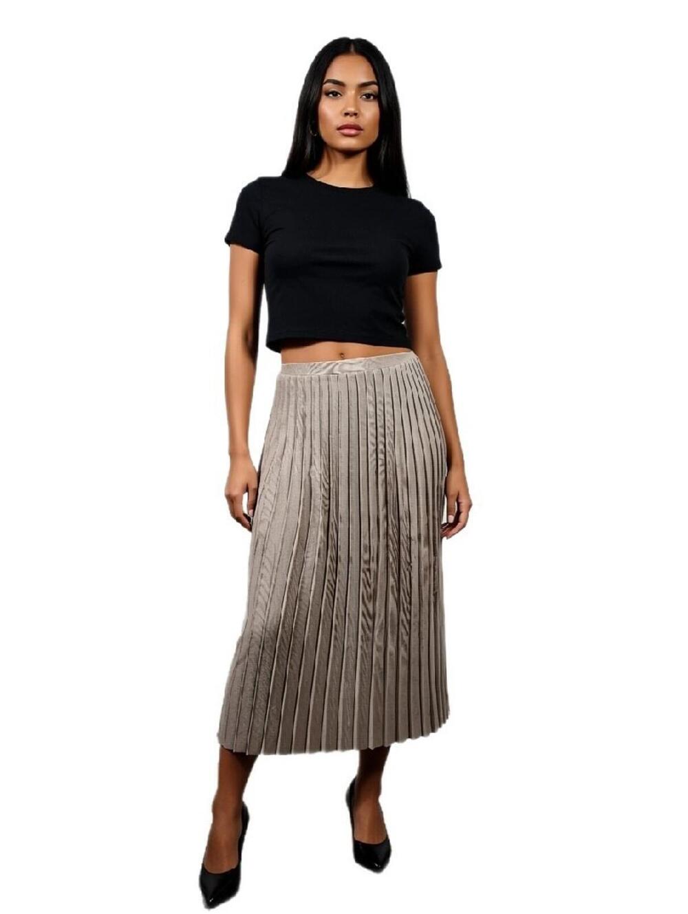 Calligraphie Womens Midi Pleated Skirt Tan Sz S Modest Beige Academia Preppy